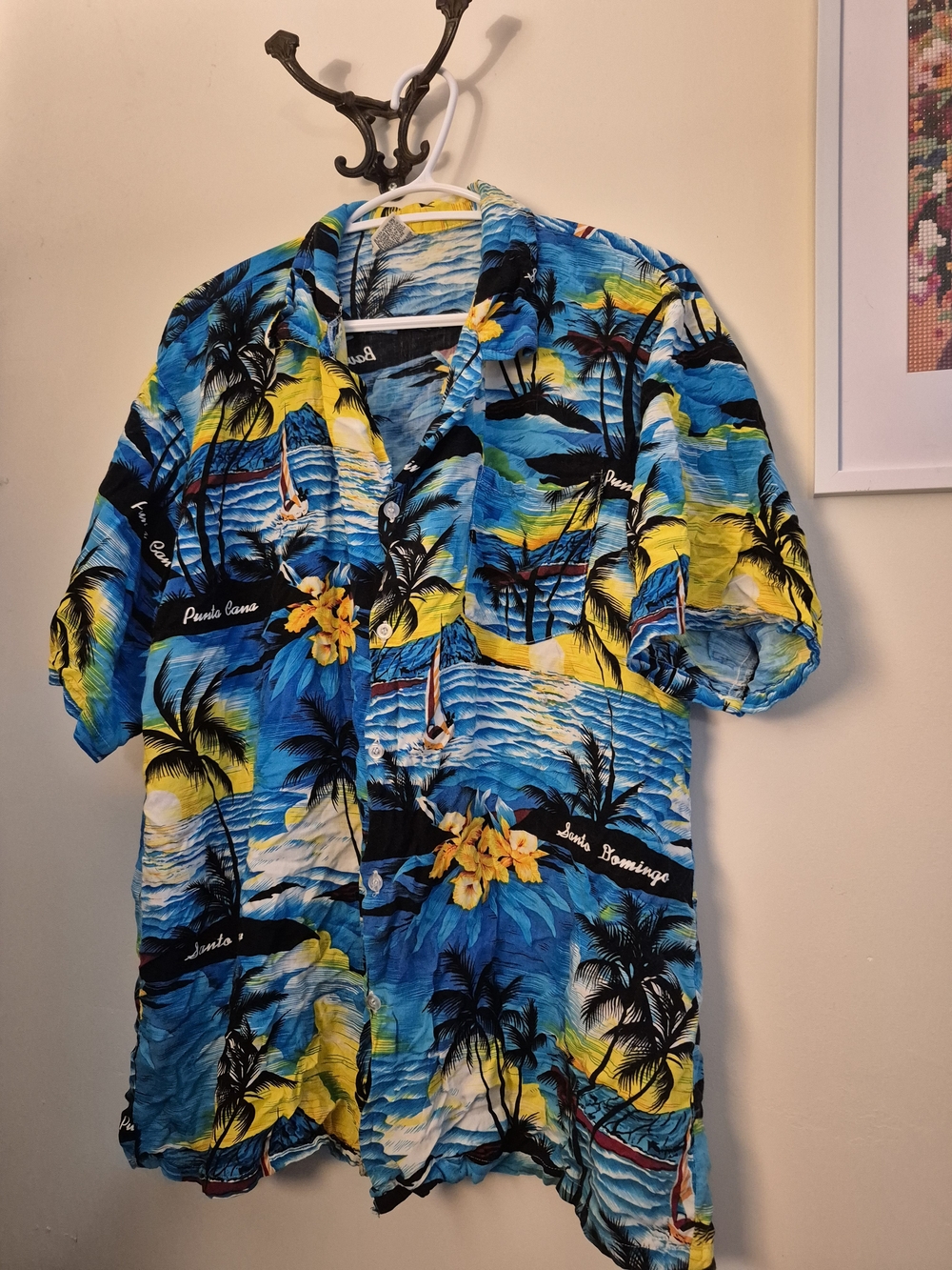 Tropical Hawaiian Camp Shirt - Blue & Yellow